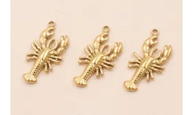 Colgante Langosta Acero inox. 316L 20*10*2mm Oro / Cuentas Metálicas de Acero Inoxidable