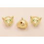 Cabeza Tigre 13*13*20 Oro Mate Ojos verdes / Cuentas Metálicas de Latón / Zamak