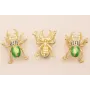 Escarabajo doble Pinza 50*40 Oro Mate Verde motas / Cuentas Metálicas de Latón / Zamak