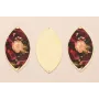 Ovalo 60*33  Oro Mate Flor Rosa y granate / Cuentas Metálicas de Latón / Zamak