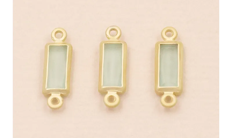 Entrepieza Rectangular 12*4mm Cristal verde / Cuentas Metálicas de Latón / Zamak