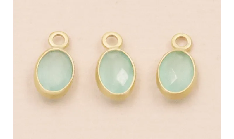 Colgante Dristal Ovalado 6*4mm Verde claro / Cuentas Metálicas de Latón / Zamak