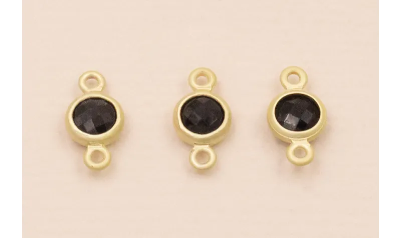 Entrepieza Cristal de 4mm Negro / Cuentas Metálicas de Latón / Zamak