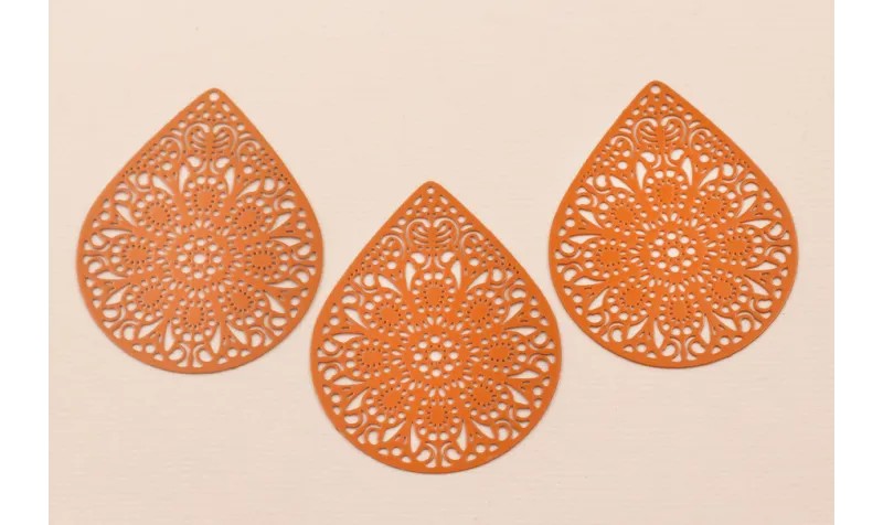 Lágrima rejilla 50*40mm Naranja / Cuentas Metálicas de Latón / Zamak