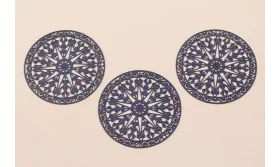 Disco Rejilla de 43mm Azul Oscuro / Cuentas Metálicas de Latón / Zamak