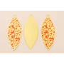Colgante Ovalado 65*25 Dibujos Naranjas en Latón / Cuentas Metálicas de Latón / Zamak