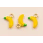 Colgante Plátano 12*5mm Amarillo y verde / Cuentas Metálicas de Latón / Zamak