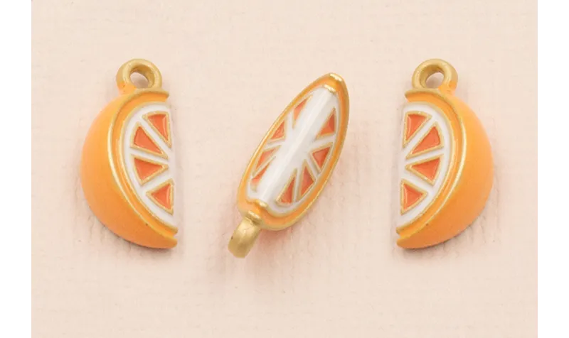 Colgante Gajo Naranja 13*7mm / Cuentas Metálicas de Latón / Zamak