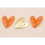 Colgante Corazón 35*30 Naranja y Motas Verdes / Cuentas Metálicas de Latón / Zamak