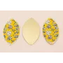 Ovalo 60*33  Oro Mate conchas en fondo Amarillo / Cuentas Metálicas de Latón / Zamak