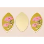 Ovalo 60*33  Oro Mate Flores Fondo Beige / Cuentas Metálicas de Latón / Zamak