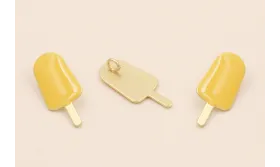 Cuenta Polo 18*8mm D.Mate esmalte Amarillo / Cuentas Metálicas de Latón / Zamak