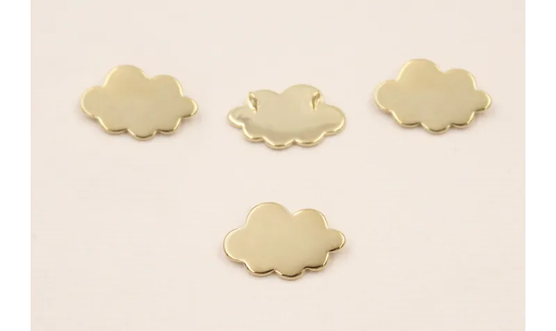 Pieza Nube aranderas atrás 16*11*1mm Baño Oro 18K / Cuentas Metálicas de Baño Oro 3 Micras 18K