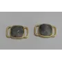 Piedra jade cuadrada 11mm Gris en metal Oro Mate / Cuentas Metálicas de Latón / Zamak
