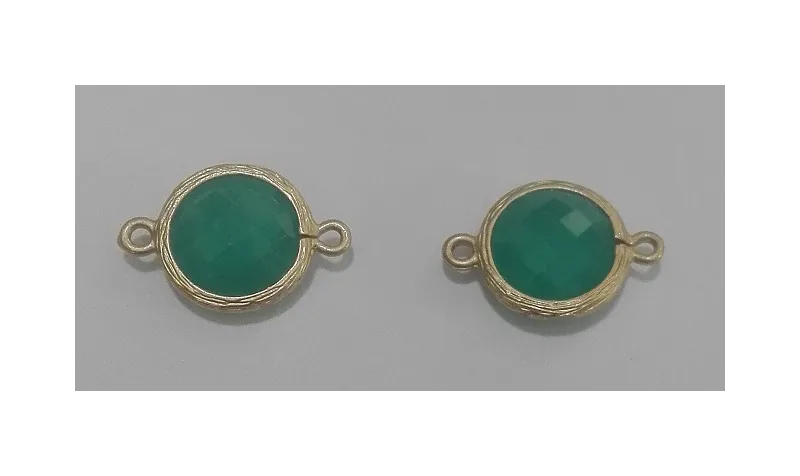 Pieza ORO doble aro Cristal 11*16mm verde Opal / Cuentas Metálicas de Latón / Zamak