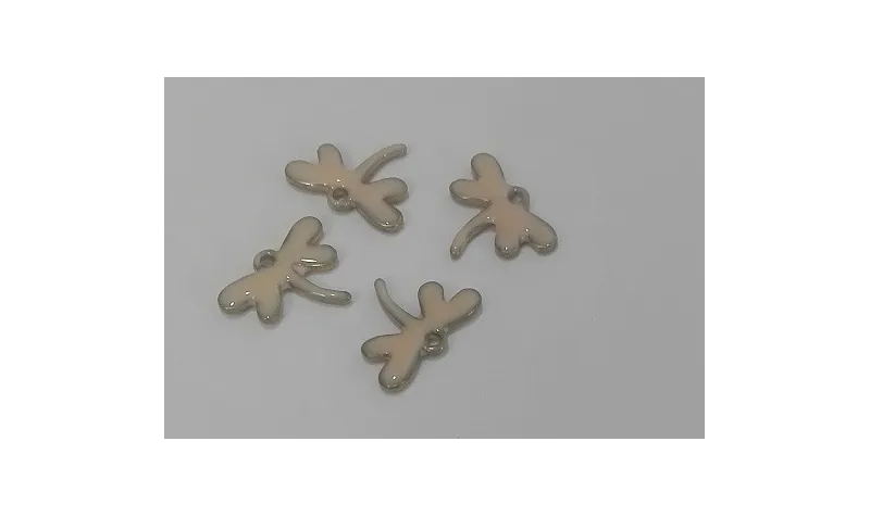 Libélula esmaltada 11*10mm Rosa / Cuentas Metálicas de Latón / Zamak