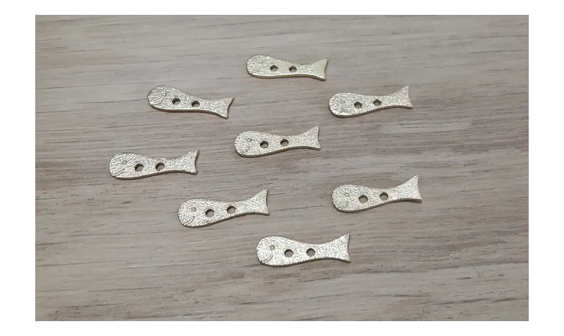 Cuenta Pez doble agujero 18*7mm Oro Mate / Cuentas Metálicas de Latón / Zamak