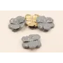 Flor Sobrepuesta 31mm Oro Mate y Esmalte Gris / Cuentas Metálicas de Latón / Zamak
