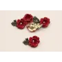 Pieza Flor 21*12mm esmalte manual verde y Roja / Cuentas Metálicas de Latón / Zamak
