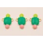 Colgante 15*10 verde, Rosa y Esmeralda Dorado Mate / Cuentas Metálicas de Latón / Zamak