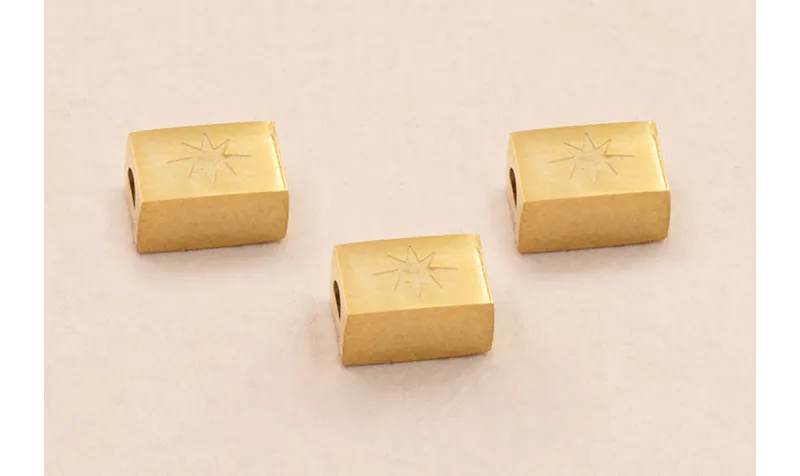 Tubo rectangular S.Steel 316L 7*3mm Dorado / Cuentas Metálicas de Acero Inoxidable