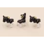 Colgante Perro Bulldog 16*14mm Blanco y Negro / Cuentas Metálicas de Latón / Zamak