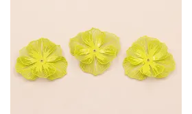 Flor 40mm 2 Capas color Lima / Cuentas Metálicas de Latón / Zamak