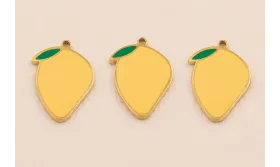 Colgante Limón Stainless Steel  17*11  Amarillo / Cuentas Metálicas de Acero Inoxidable