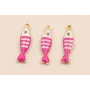 Colgante Pez Stainless Steel 18*5mm Rosa y Blanco / Cuentas Metálicas de Acero Inoxidable