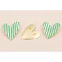 Colgante Corazón 35*30 Lineas Turquesas y Oro Mate / Cuentas Metálicas de Latón / Zamak