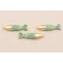 Colgante Pez Oro Mate escamas turquesas 50*11 / Cuentas Metálicas de Latón / Zamak