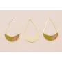Colgante lágrima 58*37 O. Mate  Flores Fondo Beige / Cuentas Metálicas de Latón / Zamak