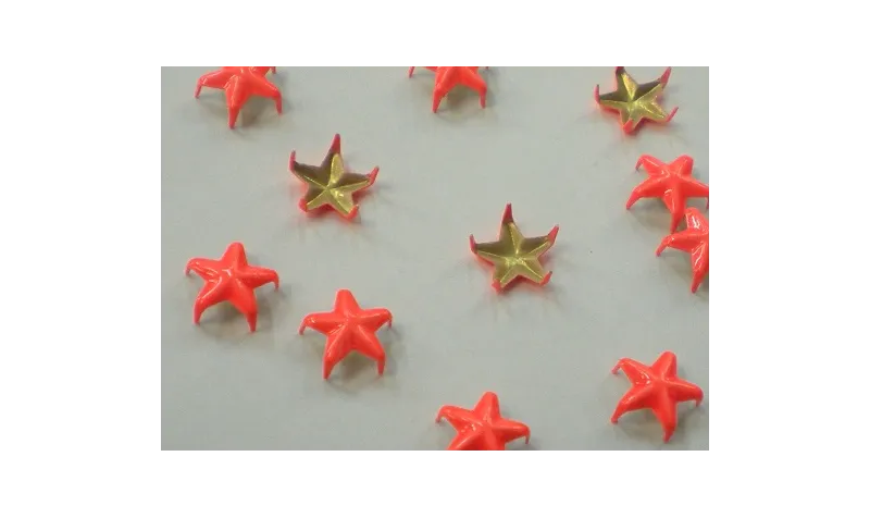 Tachuela estrella 10mm NAranja fluor / Cuentas Metálicas de Latón / Zamak