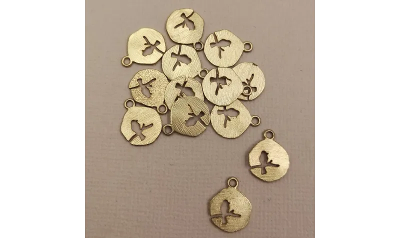 Chapita Calada Pájaro 11mm Diámetro / Cuentas Metálicas de Latón / Zamak