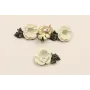Pieza Flor 21*12mm esmalte manual Blanca y verde / Cuentas Metálicas de Latón / Zamak