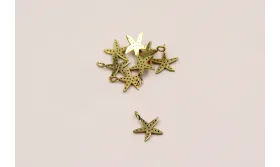Pieza Estrella mar 9mm diám. A.Inoxidable baño Oro / Cuentas Metálicas de Acero Inoxidable