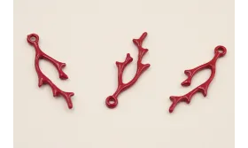 Cuenta Coral 25*7*0,5mm esmalte Rojo / Cuentas Metálicas de Latón / Zamak