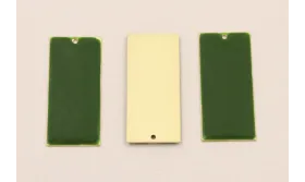 Cuenta Rectangulo 38*15 D.Mate Esmalte verde / Cuentas Metálicas de Latón / Zamak