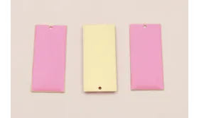 Cuenta Rectangulo 38*15 D.Mate Esmalte Rosa / Cuentas Metálicas de Latón / Zamak