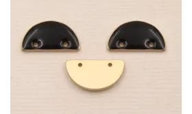 Cuenta Semicirculo 15*7mm esmalte Negro / Cuentas Metálicas de Latón / Zamak
