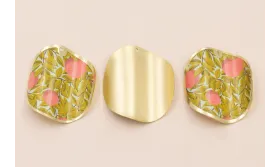 Disco ondas de 40mm O. Mate Hojas verdes y Flores / Cuentas Metálicas de Latón / Zamak