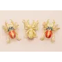 Escarabajo doble Pinza 50*40 Oro Mate Rojo motas / Cuentas Metálicas de Latón / Zamak