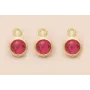 Colgante disco Cristal de 5mm Frambuesa / Cuentas Metálicas de Latón / Zamak