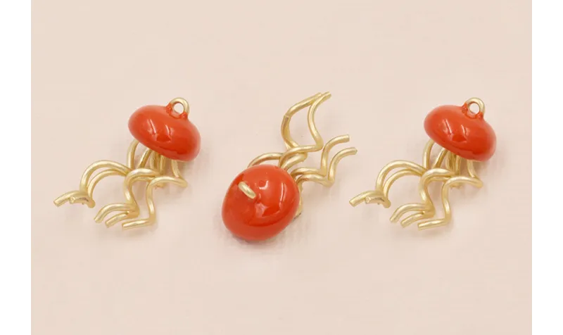 Cuenta Medusa 10*4mm y 20mmD.Mate Naranja / Cuentas Metálicas de Latón / Zamak
