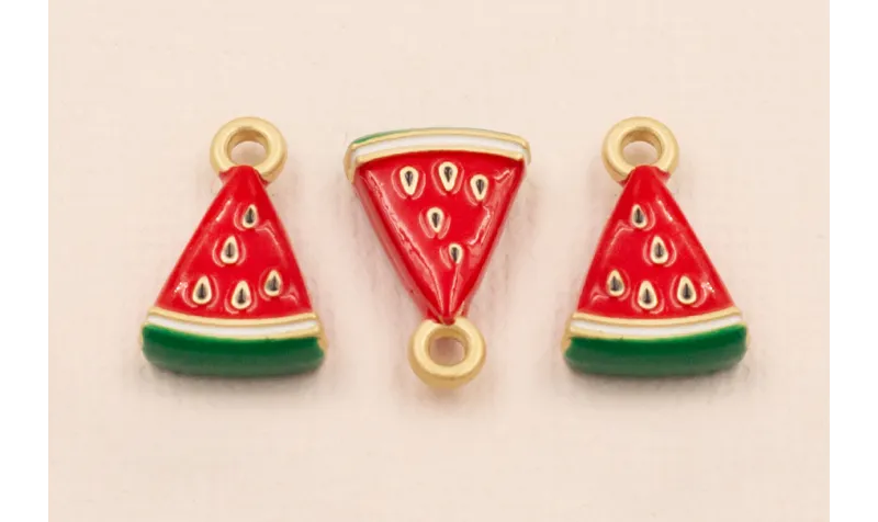 Colgante Porción de Sandia 13*10mm / Cuentas Metálicas de Latón / Zamak