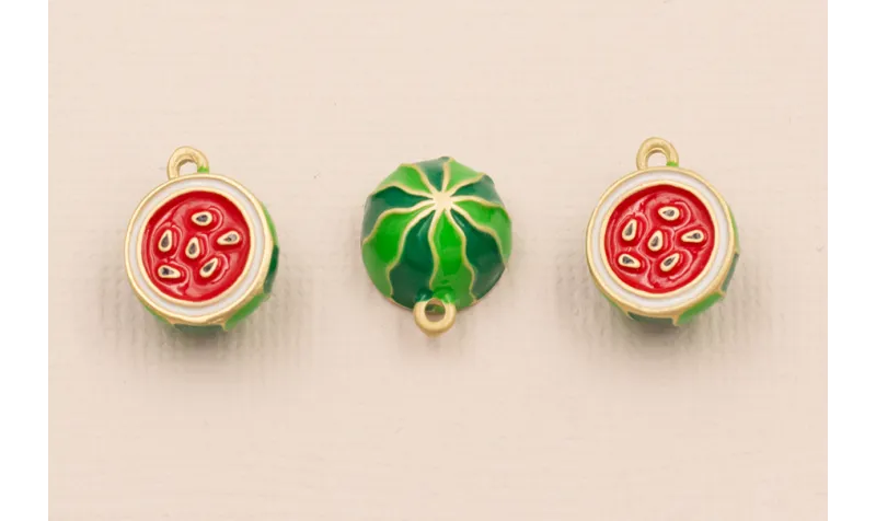 Colgante Media Sandía 10*10mm / Cuentas Metálicas de Latón / Zamak