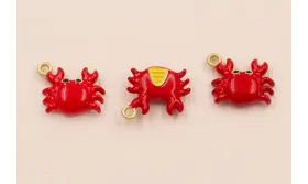 Colgante Cangrejo 12*10mm Rojo / Cuentas Metálicas de Latón / Zamak