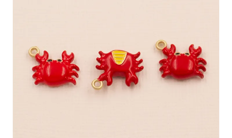 Colgante Cangrejo 12*10mm Rojo / Cuentas Metálicas de Latón / Zamak