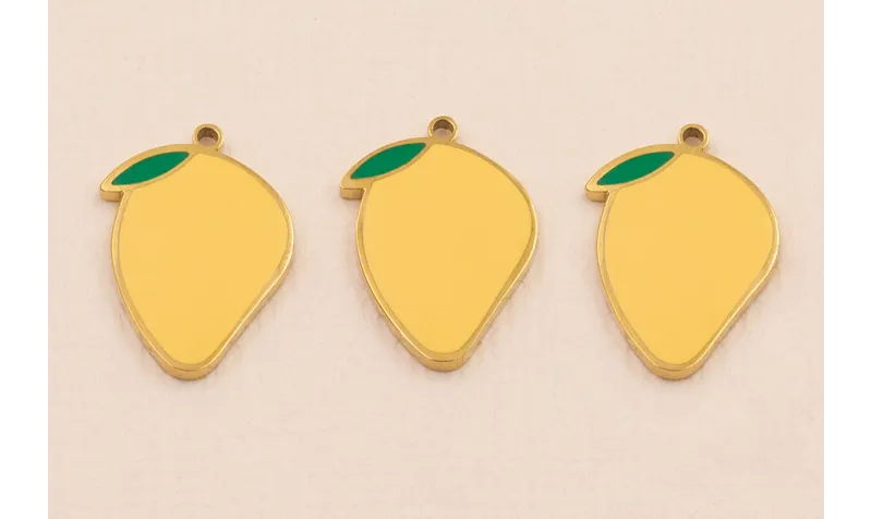 Colgante Limón Stainless Steel  17*11  Amarillo / Cuentas Metálicas de Acero Inoxidable