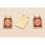 Medalla Sagrado Corazón 30*17 Granate y Naranja / Cuentas Metálicas de Latón / Zamak